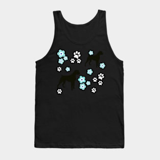 Boxer Dog Silhouette, with Pawprints on Blue Tank Top